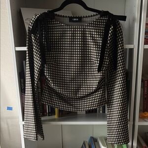 Cider Brown and White Checkered Top w/ bows